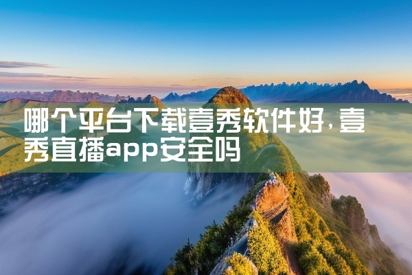 哪个平台下载壹秀软件好